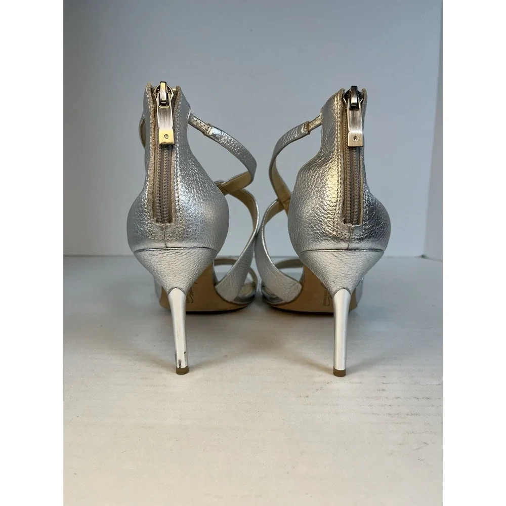 Imagine Vince‎ Camuto Pascal Sandals Metallic Silver Strappy Stiletto Size 8.5